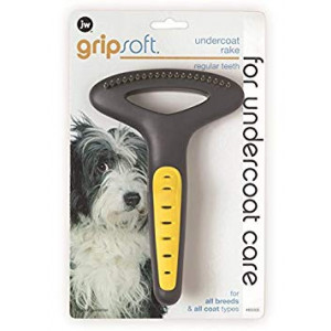 JW Pet Company GripSoft Undercoat Rake Regular Teeth Dog Brush