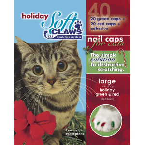 Soft Claws Seasonal Holiday Red and Green Cat Nail Caps