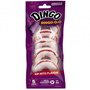 Dingo Ringo-O-O Rawhide Treats For All Dogs, Chicken
