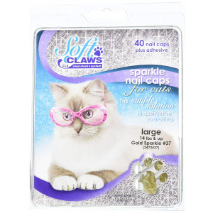 Soft Claws for Cats, Size Large, Color Gold Glitter