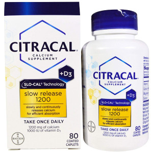 Citracal Calcium +D Slow Release 1200, Coated Tablets - 80 ea (Pack of 2)