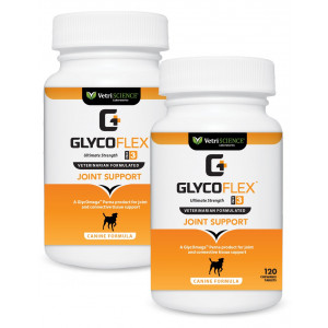 GlycoFlex 3 Hip and Joint Support for Dogs, 120 Chewable Tablets, 2 Pack