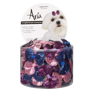 Aria Sequin Bows for Dogs, 100-Piece Canisters