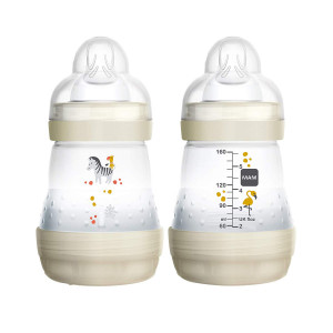 MAM Baby Bottles for Breastfed Babies, MAM Baby Bottles Anti Colic, White, 5 Ounces, 2-Count