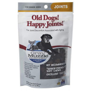 Ark Naturals Gray Muzzle Old Dogs! Happy Joints! Dog Chews, Vet Recommended for Senior Dogs, Alleviates Joint Discomfort and Supports Mobility with Glucosamine, Chondroitin and Turmeric, 90 ct