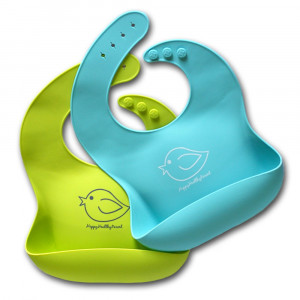 Waterproof Silicone Bib Easily Wipes Clean! Comfortable Soft Baby Bibs Keep Stains Off! Spend Less Time Cleaning after Meals with Babies or Toddlers! Set of 2 Colors (Lime Green/Turquoise)