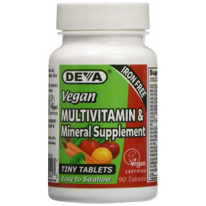 Deva Nutrition Vegan Tiny Iron Free Multivitamin Tablets, 90 Count