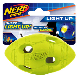 Nerf Dog 4in LED Bash Football - Orange, Dog Toy