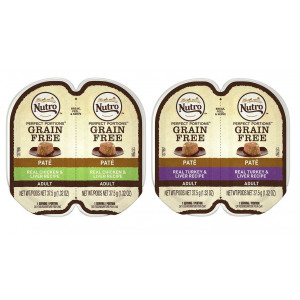Nutro Perfect Portions Grain Free Soft Loaf Cat Food 2 Flavor 8 Can Variety Bundle, (4) each: Turkey and Liver, and Chicken and Liver - 2.6 Ounces (8 Cans Total)