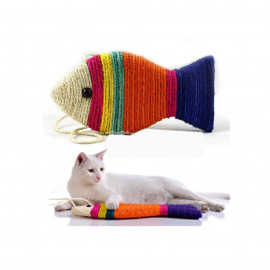 UEETEK Sisal Rope Cat Scratch Board Scratching Pad Play Funny Toy Fish Shape (Random Color)