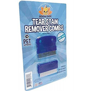Tear Eye Stain Remover Combs | Set of 2 | Clean and Remove Residue, Dirt, Buildup Around Pet Eyes | Best for Dogs and Cats Fur and Coats