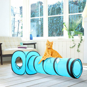 PAWISE Cat Toys Cat Tunnel and Cat Cube Pop Up Collapsible Kitten Indoor Outdoor Toys