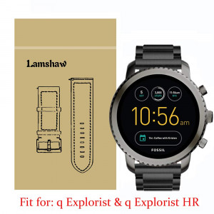 Lamshaw Smartwatch Band for Fossil Q Explorist, Stainless Steel Metal Replacement Straps for Fossil Q EXPLORIST Gen 3 / Q EXPLORIST HR Gen 4 (Black)