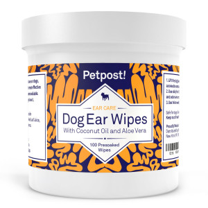 Petpost | Pet Ear Cleaner Wipes for Dogs and Cats - 100 Ultra Soft Cotton Pads in Coconut Oil Solution - Treatment for Irritation - Dog and Cat Ear Mites and Pet Ear Infections