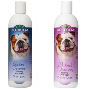 Bio-groom Natural Oatmeal Shampoo 12 Ounces and Natural Oatmeal Soothing Anti-Itch Pet Creme Rinse 12 Ounces - Combo Pack for Dogs and Cats -2 Items Total