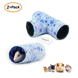 2 Pcs Small Animal Tube, Guinea Pig Hideaway Play Tunnel, Fun Pet Toy for Hamster, Chinchillas, Mice, Rats, Gerbil Rat, Squirrel, Hedgehog