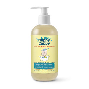 Dr. Eddie's Happy Cappy Daily Shampoo and Body Wash for Children, Dermatologist Tested, Fragrance Free, Dye Free, Sulfate Free Moisturizing Cleanser Soothes Sensitive Scalps and Skin, 8 oz