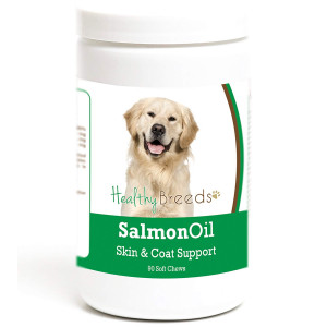 Healthy Breeds Salmon Oil Soft Chew Supplement - Over 200 Breeds - Reduce Shedding Support Skin and Coat - Formulated Omega 3 and 6, EPA, DHA - 90 120 Tasty Chews