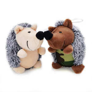 Aviling Squeaky Soft Plush Dog Puppy Toys Squeaker Hedgehog Tough Durable Teeth Chew Training Playing Toys for Dogs 2 Pack