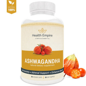 Organic Ashwagandha Root Powder 1950mg - Pure Ashwagandha Extract Capsules for Stress Relief, Anxiety Relief, Thyroid Support, Adrenal Support - Premium Ashwagandha with Black Pepper Extract