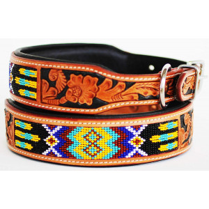 Dog Puppy Collar Genuine Cow Leather Padded Canine 6095