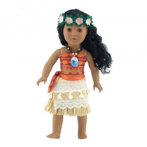 Emily Rose 18 Inch Doll Clothes | Princess Moana-Inspired 6 Piece Doll Outfit, Including Heart of Te Fiti Necklace and Headband! | Fits 18" American Girl Dolls