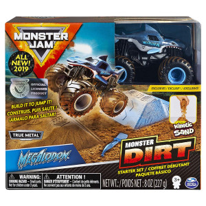 Monster Jam Megalodon Monster Dirt Starter Set, Featuring 8 Ounces of Monster Dirt and Monster Truck