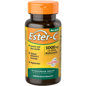 American Health Ester-C with Citrus Bioflavonoids Vegetarian Tablets - 24-Hour Immune Support, Gentle On Stomach, Non-Acidic Vitamin C - Non-GMO, Gluten-Free, Vegan - 1000 mg, 45 Count, 45 Servings