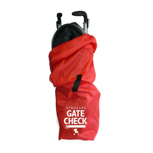J.L. Childress Gate Check Bag for Single Umbrella Strollers, Durable and Lightweight, Water-Resistant, Drawstring Closure with Adjustable Lock, Webbing Handle, Includes Stretch Zipper Pouch, Red