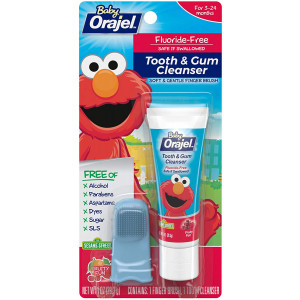 Baby Orajel Elmo Fluoride-Free Tooth and Gum Cleanser with Finger Brush, Fruity Fun, 1 oz.