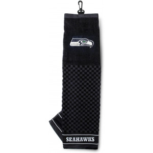 Team Golf NFL Seattle Seahawks Embroidered Golf Towel, Checkered Scrubber Design, Embroidered Logo