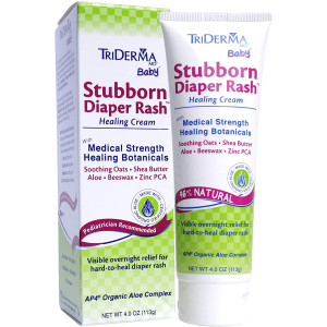 TriDerma Stubborn Diaper Rash Healing Cream, Treats Severe Irritation Associated with Diaper Rash, Zinc Oxide Free, 4oz, 1 Tube