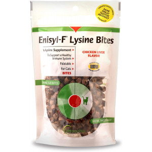 Vetoquinol Enisyl-F Lysine Bites: L-Lysine Chews for Cats and Kittens - Chicken Liver-Flavor, 6.4oz (180g) Reclosable Bag