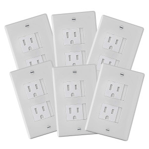 6-Pack Safety Innovations Self-closing (2 Screw) Decora Outlet Covers- An Alternative To Wall Socket Plugs for Child Proofing Outlets (White)