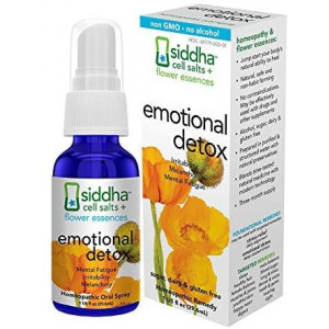 Siddha Remedies Emotional Detox Homeopathic Oral Spray for Melancholy, Irritability and Mental Fatigue | 100% Natural Homeopathic Medicine Remedy with 12 Flower Essences for Cleansing and Resetting Mind