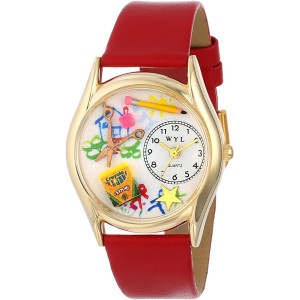 Whimsical Watches Women's C0640004 Classic Gold Preschool Teacher Red Leather And Goldtone Watch