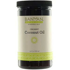 Banyan Botanicals Coconut Oil, Certified Organic, Wide-Mouthed Jar, 30 oz - Pure, Refined - A Good Massage Oil for Pitta