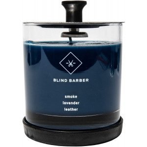Blind Barber Tompkins Scented Candle - Long Lasting Soy Wax Man Candle in Barber Style Glass Jar with Notes of Leather, Smoke and Lavender - 40 Hour Burn Time (6.2 Ounce)