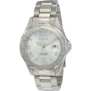 Invicta Women's 12851 Pro Diver Silver-Tone Watch with Crystal Accents