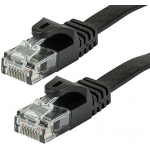 Monoprice Cat5e Ethernet Patch Cable - Network Internet Cord - RJ45, Flat,Stranded, 350Mhz, UTP, Pure Bare Copper Wire, 30AWG, 1ft, Black