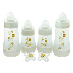 MAM Feed and Soothe Bottle and Pacifier Gift Set, Unisex, 0+ Months, 6-Count