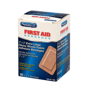 First Aid Only 2" x 3" Heavy Woven XL Bandages, 50 Per Box, Package may vary
