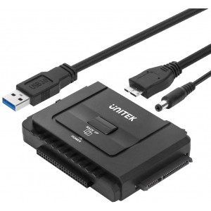 Unitek USB 3.0 to IDE and SATA Converter External Hard Drive Adapter Kit for Universal 2.5/3.5 HDD/SSD Hard Drive Disk, One Touch Backup Function and Restore Software, Included 12V/2A Power Adapter
