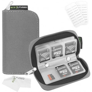 Memory Card Case - Fits up to 22x SD, SDHC, Micro SD, Mini SD and 4X CF - Holder with 22 Slots (8 Pages) - for Storage and Travel (Grey)