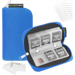 Memory Card Case - Fits up to 22x SD, SDHC, Micro SD, Mini SD and 4X CF - Holder with 22 Slots (8 Pages) - for Storage and Travel