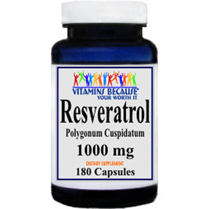 Resveratrol 1000mg, 180 Capsules - Heart/Cholesterol/Blood