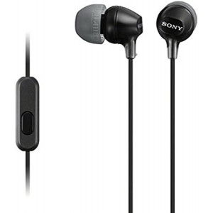 Sony MDREX15AP In-Ear Earbud Headphones with Mic, Black