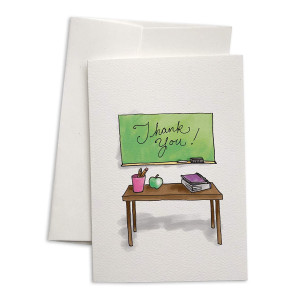 Teacher's Desk Thank You Cards - 24 Cards and Envelopes