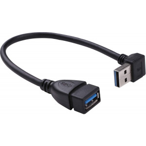 SMAYS Down Angle USB 3.0 Male to Female Extension Cable - Data Sync and Charging 7-Inch