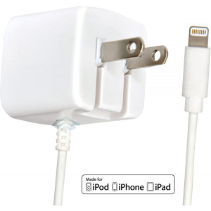 Apple Certified iPhone Lightning Charger - Wall Plug - for iPhone 11 Pro XS Max X XR XS SE 8 Plus 7 6S 6 5S 5 5C - Pins Fold - 2.1a Rapid Power - Take for Travel - White